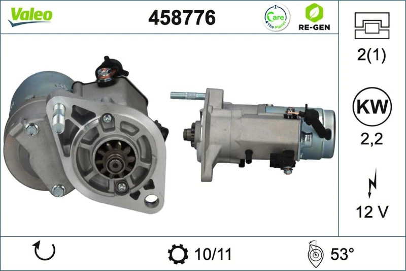 Image of VALEO 458776 Starter motor VALEO RE-GEN REMANUFACTURED 2,2kW, 12V Starter (2)