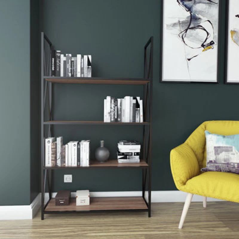 Image of Decorotika Xena Metal 4-Tier Bookcase Bookshelf Shelving And Display Unit
