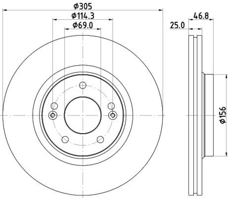 Image of HELLA Brake disc HELLA 8DD 355 126-541
