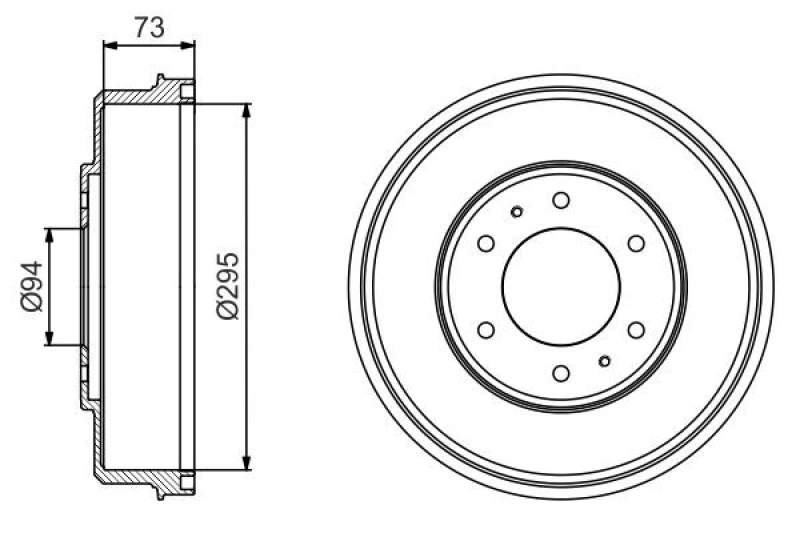 Image of Bosch 0 986 477 232 Brake Drum Rear Axle, 342,5mm Brake Drum (123)