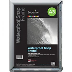 Image of Stewart Superior Wall Mountable Waterproof Snap Frame A3 350 x 12 x 260 mm Silver