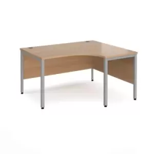 Image of Office Desk Right Hand Corner Desk 1400mm Beech Top With Silver Frame 1200mm Depth Maestro 25 MB14ERSB
