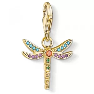 image of THOMAS SABO Gold Plated Multi-Stone Dragonfly Charm 1758-974-7