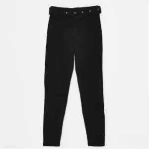 image of Missguided Petite Self Belted Skinny Jeans - Black