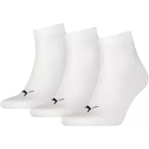 Quarter Training Socks (3 Pairs) - 6-8 - White - White - Puma