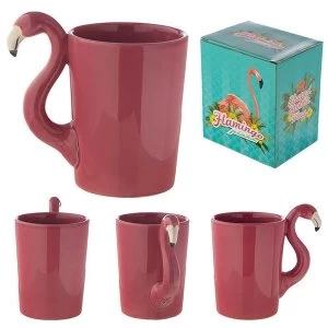 Image of Funky Pink Flamingo Shaped Handle Ceramic Mug