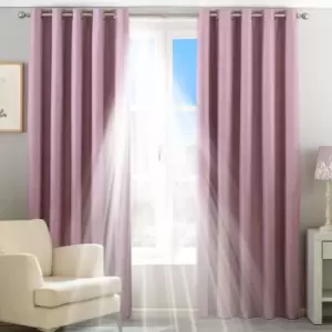 Image of Riva Home Twilight Blackout Ringtop Eyelet Curtains (Pair) Polyester Mauve (117X183Cm)