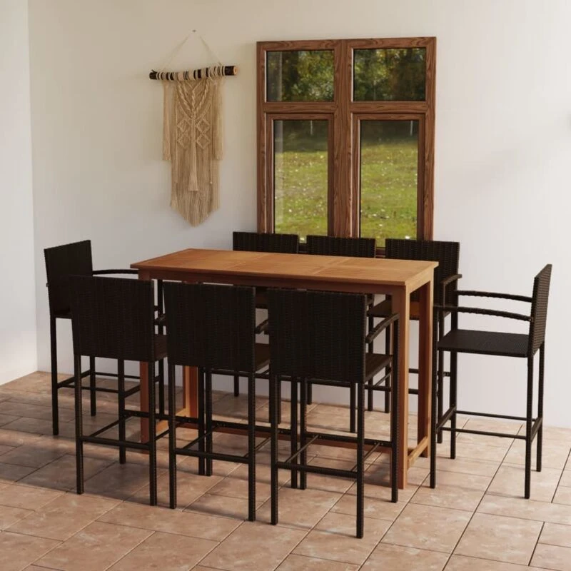Image of VIDAXL 9 Piece Garden Bar Set Brown Vidaxl 8720286340479