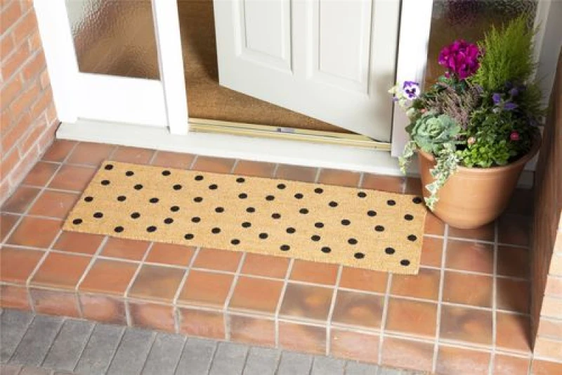Image of Esselle Astley Totally Dotty Natural Printed PVC Backed Coir Mat Natural unisex