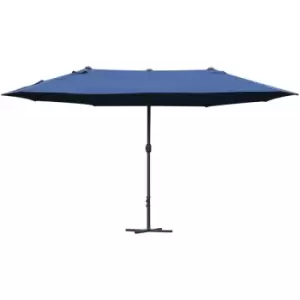 image of Sun Umbrella Canopy Double-side Crank Sun Shade Shelter 4.6M Blue - Outsunny