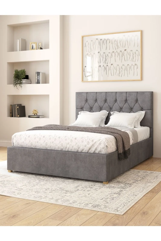 Image of Aspire Aspire Olivier Electric Adjustable Bed Upholstered in Plush Velvet Fabric with Pocket Sprung Mattress UK Made in Grey Size: Single Grey Singl