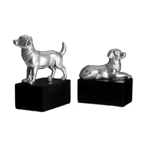 image of Premier Housewares Set of 2 Dog Bookends - Polyresin Silver/Black