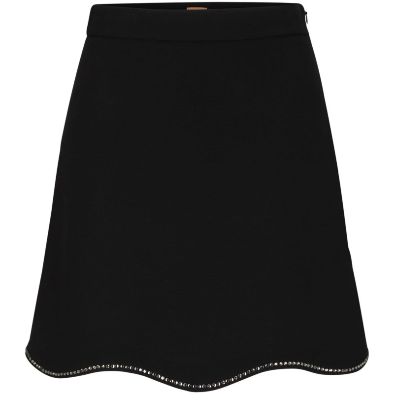 Image of Boss Womens Varewa Mini Skirt A-line with Rhinestones Black 001 female 6 (XS)