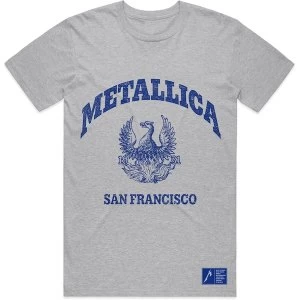 Image of Metallica - College Crest Unisex Large T-Shirt - Grey