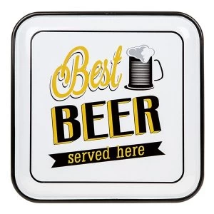Image of Vintage Enamel Plaque Square Best Beer