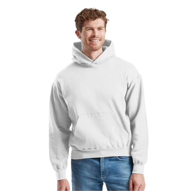 Image of Fruit of the Loom Mens Supercotton Hoodie in White Size: Large White Male L