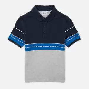 Image of Hugo Boss Boys' Short Sleeve Polo Shirt - Navy / Chine Grey - 12 Years