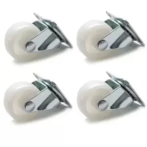 GTV 38mm Plastic Swivel Castor Wheel Furniture Caster - White, Pack of 4