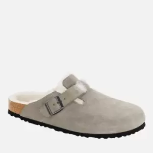 image of Birkenstock Mens Boston Suede/Shearling Mules - Stone Coin - UK 11.5