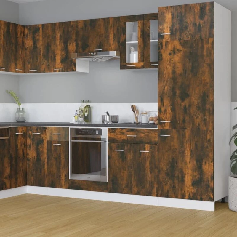 Image of VIDAXL Hanging Glass Cabinet Lyon Smoked Oak 60x31x60cm Engineered Wood Vidaxl 8720286931851
