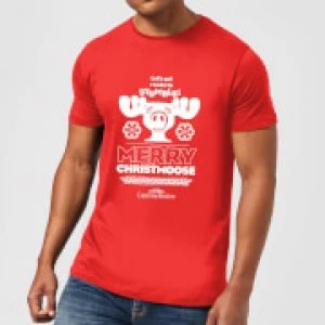 image of National Lampoon Merry Christmoose Mens Christmas T-Shirt - Red - L