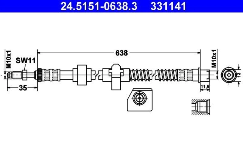 Image of ATE 24.5151-0638.3 Brake Hose Brake Hose (83)
