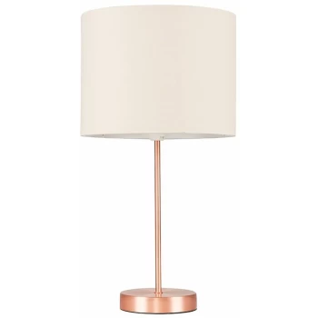 Image of Copper Table Lamp Fabric Lampshades - Beige