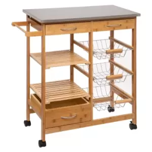 Image of Bamboo & Iron Kitchen Trolley Natural