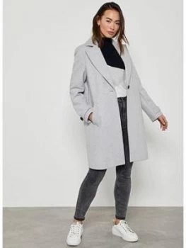 Image of Mint Velvet Boyfriend Coat - Grey, Light Grey, Size 14, Women