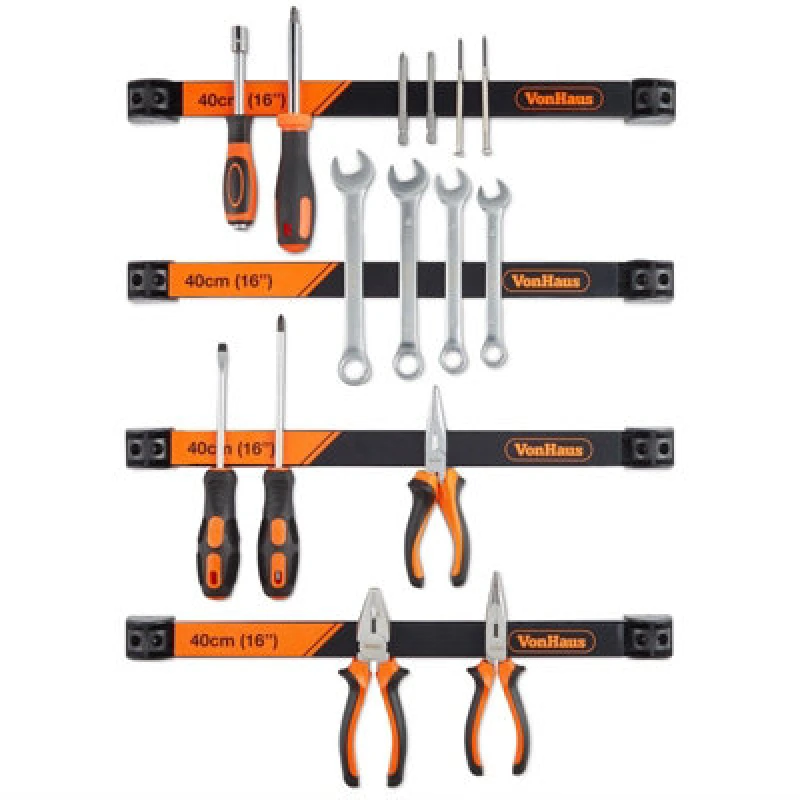 Image of Vonhaus Magnetic Tool Holders, Magnetic Tool Strip 4 X 40Cm, 16" Wall Mounted Strips, Space Saving & Strong Magnetic Tool Holders