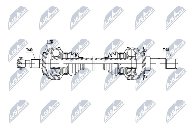 Image of NTY NPW-ME-201 Drive shaft Automatic Transmission, Rear Axle Right Drive Shaft (13)