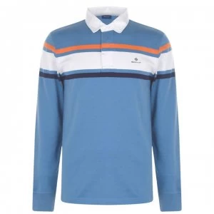 Gant Gant Stripe Rugger Polo Shirt - Mid Blue 462