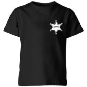 image of Toy Story Sheriff Woody Badge Kids T-Shirt - Black - 11-12 Years