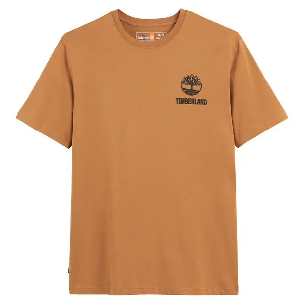 Image of Tree Graphic Cotton T-Shirt with Logo Print and Short Sleeves