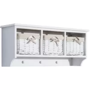 Image of Entryway Coat Rack Wall Mounted Shelf w/ Wicker Basket 3 Baskets - White - Homcom