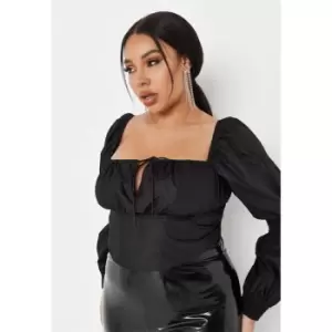 Missguided Sleeve Milkmaid Corset Top - Black