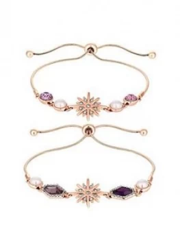 image of Mood Rose Gold Plated Pink Crystal 2Pack Celestial Toggle Bracelet