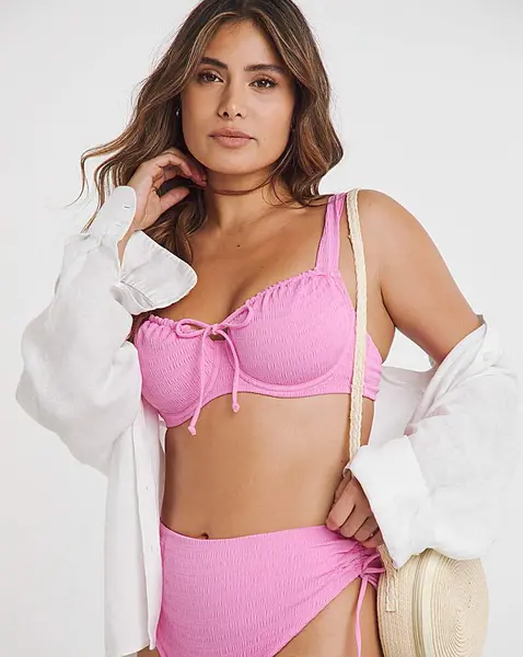 Image of Boux Avenue Boux Avenue Amalfi Plunge Bikini Top Pink Female 36DD QV89314