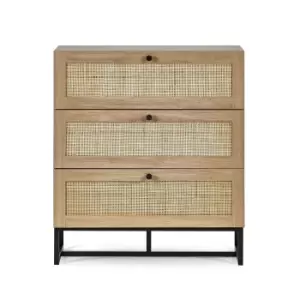 image of Padstow Industrial Rattan Chest of 3 Drawers - Julian Bowen