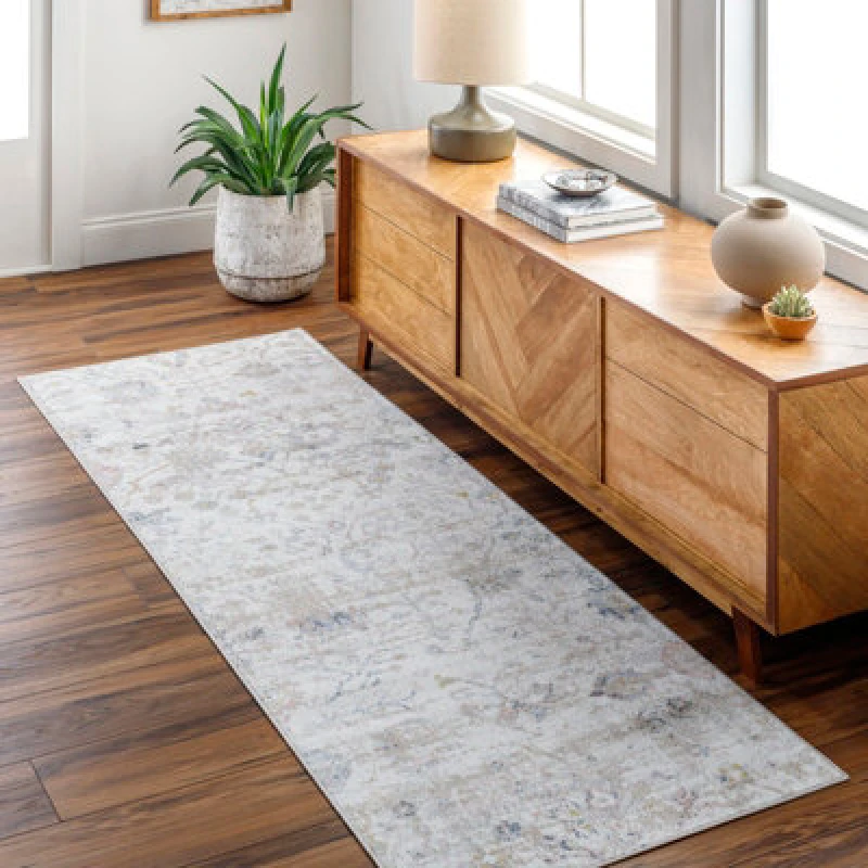 Image of Livabliss Machine Washable Oriental Boho Ivory Livia Runner Rug 80 X 220 Cm - Easy Care, Ideal For Hallway Or Beside The Bed