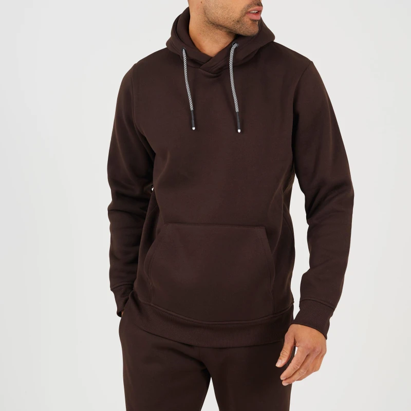 Image of Brave Soul Brave Soul Men Crossover Neck Hoodie and Joggers Set in Chocolate Size: 2X-large Chocolate XXL Male 5063487277605