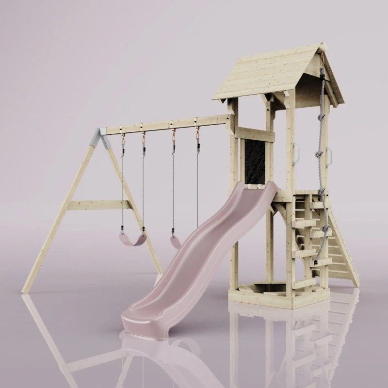 Image of OutdoorToys PolarPlay Tower Kids Wooden Climbing Frame - Swing Kari Rose in Beige Beige Unisex