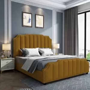 Image of Arnold Bed King Plush Velvet Mustard