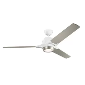 image of Kichler Zeus 3 Blade 152cm Ceiling Fan with LED Light Brushed Nickel Remote Control