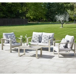 image of Greenhurst 4 Piece Rochester Hardwood Sofa Set with Cushions - Light Grey