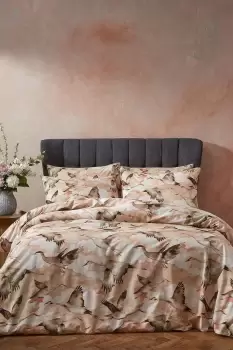 Image of Flyway Birds Luxury Cotton Piped Duvet Cover Set