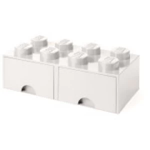 image of LEGO Storage 8 Knob Brick - 2 Drawers (White)