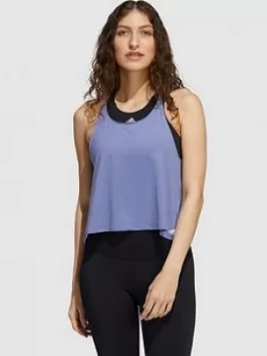 Image of Adidas Yoga Crop Tank Top, Violet, Size S, Women