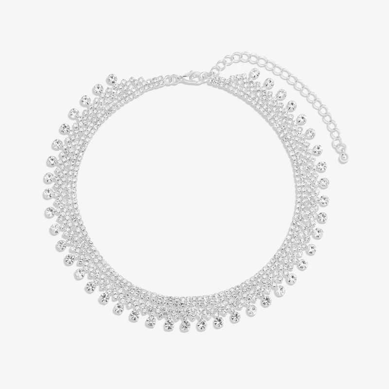 Image of Jon Richard Jon Richard Silver Plated Crystal Statement Collar Necklace Silver female