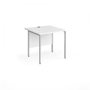 Image of Dams International Rectangular Straight Desk with White MFC Top and Silver H-Frame Legs Contract 25 800 x 800 x 725mm